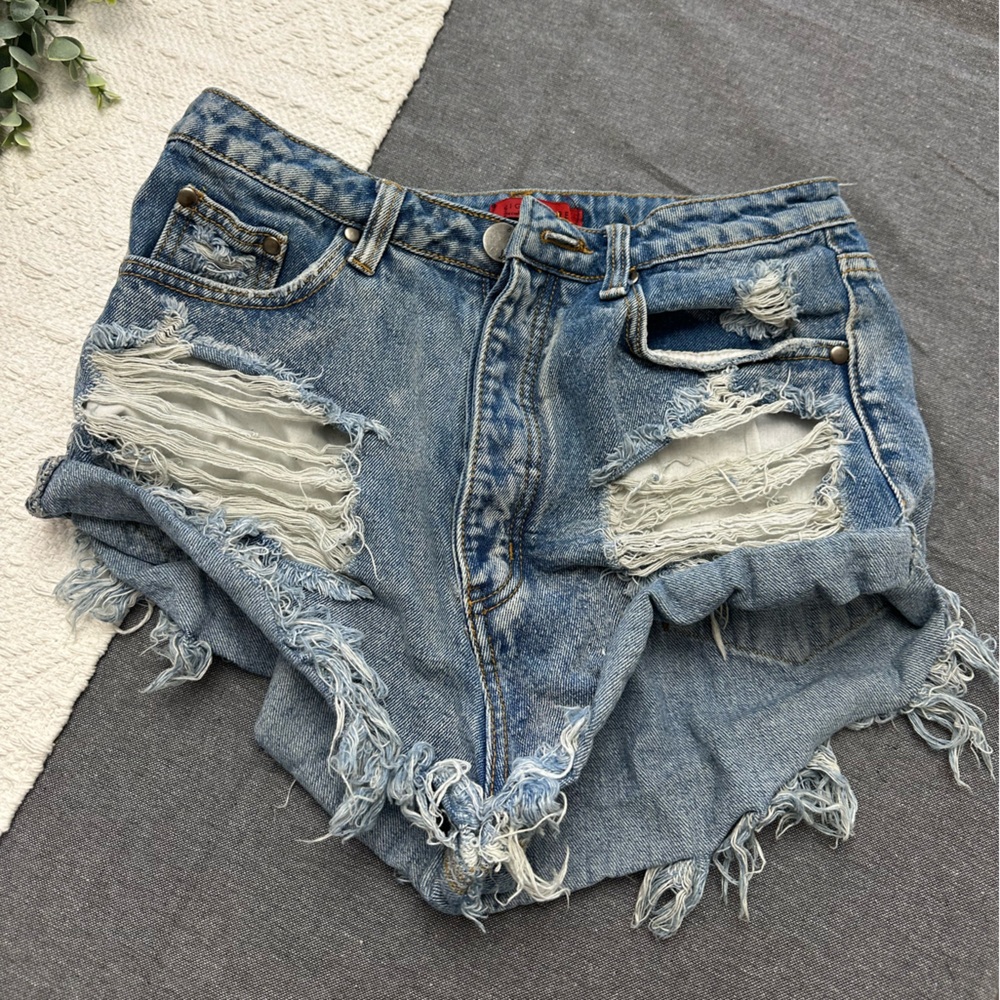 Distressed Denim Shorts
